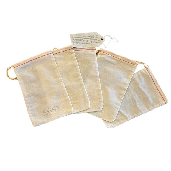 New Anthropologie Linen Cotton Drawstring Pouch Dustbags/Giftbags x6 - Picture 1 of 7